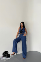 GOFRE BLUZ-PANTOLON TK KURDELE DETAYLI - Mavi
