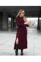 Kadın Uzun Kollu çıtçıtlı Viskon Krop Bluz Ve Yırtmaçlı Etek Istenildiğinde Elbise Olan Ikili Takım