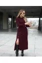 Kadın Uzun Kollu çıtçıtlı Viskon Krop Bluz Ve Yırtmaçlı Etek Istenildiğinde Elbise Olan Ikili Takım