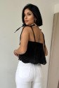 Siyah Bağcıklı Brode Bluz