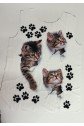 Kadın Kısa Kollu Kedi Ve Pati Baskılı Süprem T-shirt