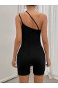 Kadın Asimetrik Askılı Mini Kaşkorse Bodycon Tulum