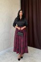 Bordo Leopar Büzgülü Uzun Etek