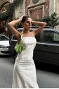 Trisha Sırt Dekolteli Keten Elbise 2496-20 ELBİSE