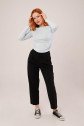 Yaka Detay Uzun Kollu Basic Bebe Mavisi Bluz