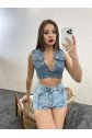6317 KOT BLUZ-MAVİ