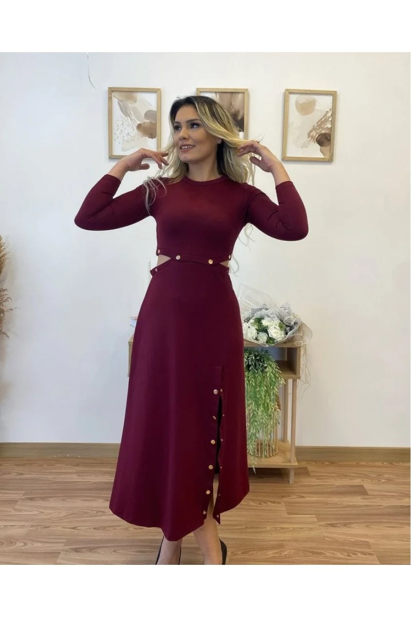 Kadın Uzun Kollu çıtçıtlı Viskon Krop Bluz Ve Yırtmaçlı Etek Istenildiğinde Elbise Olan Ikili Takım