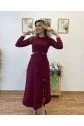 Kadın Uzun Kollu çıtçıtlı Viskon Krop Bluz Ve Yırtmaçlı Etek Istenildiğinde Elbise Olan Ikili Takım