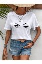 Kadın Kısa Kollu Bisiklet Yaka Göz Baskılı Süprem T-shirt