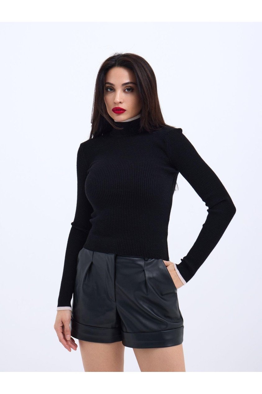 42251 TRİKO BALIKÇI FİTİLLİ KAZAK-SİYAH-EKRU