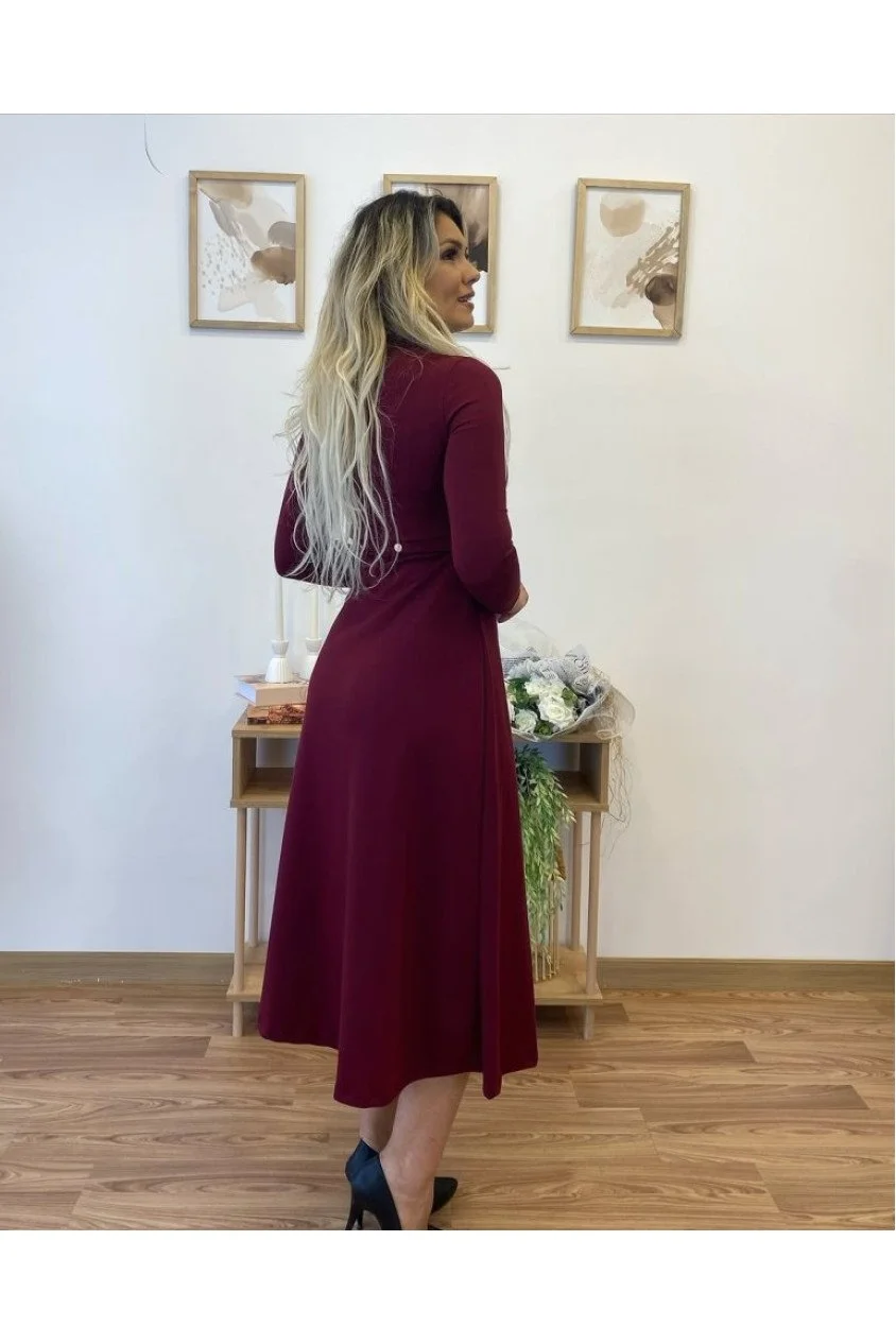 Kadın Uzun Kollu çıtçıtlı Viskon Krop Bluz Ve Yırtmaçlı Etek Istenildiğinde Elbise Olan Ikili Takım