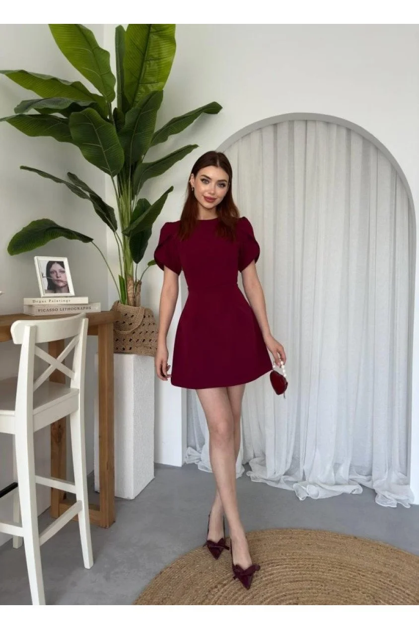 Alka İncili Fiyonk Detay Elbise