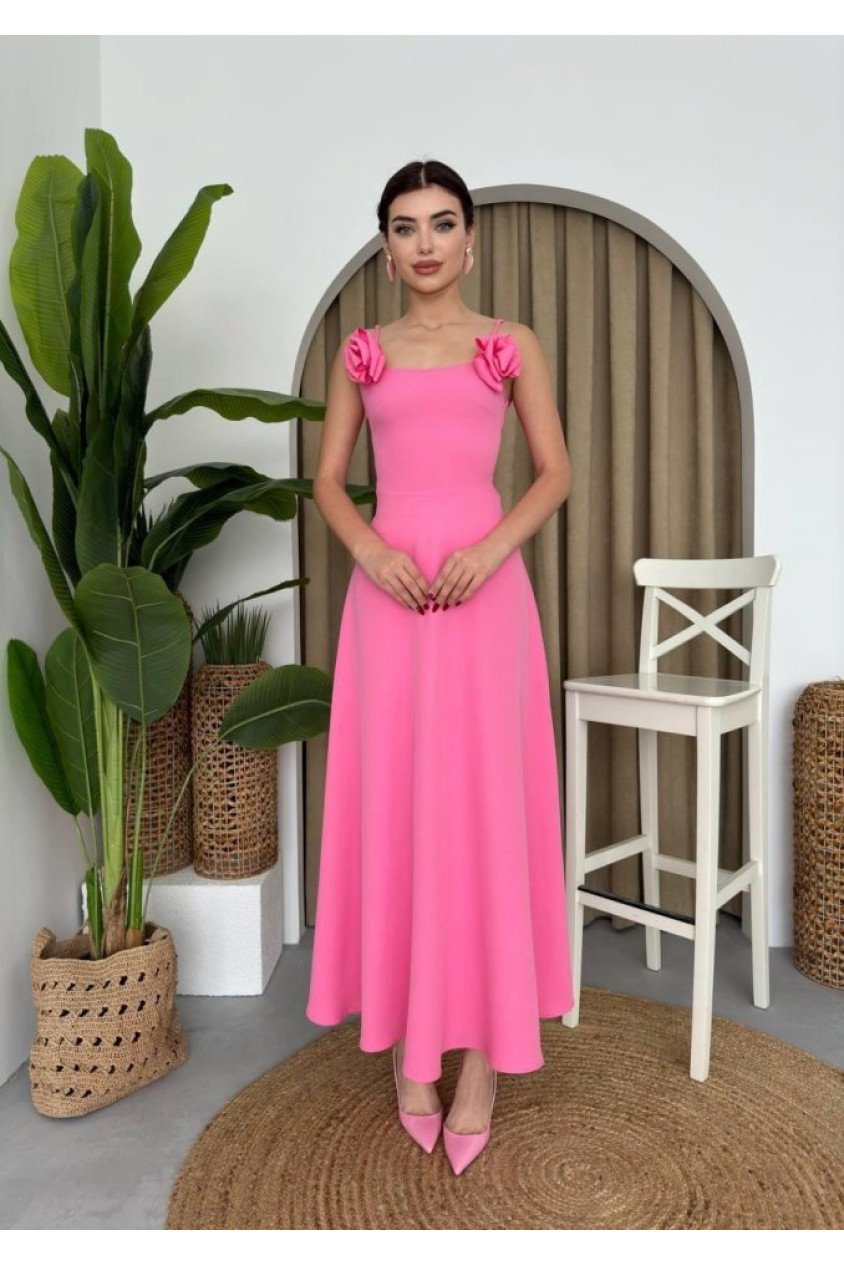 Matilda Gül İp Askılı Elbise