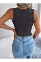 Kadın Askılı Bisiklet Yaka Güpüs Dekolteli Triko Crop Bluz