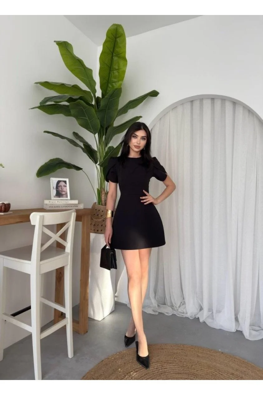 Alka İncili Fiyonk Detay Elbise