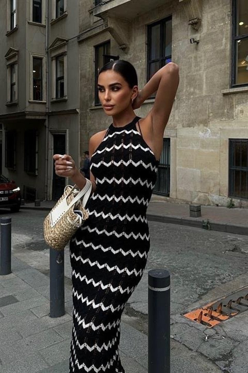Melina Ajurlu Halter Yaka Elbise 2774