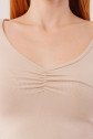 Geniş Yaka Krem Basic Body Bluz