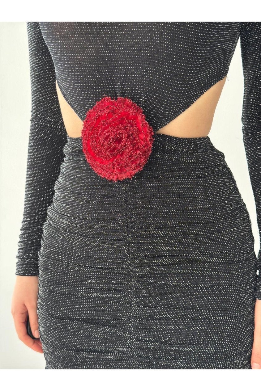 Sarih Gül Detaylı Elbise