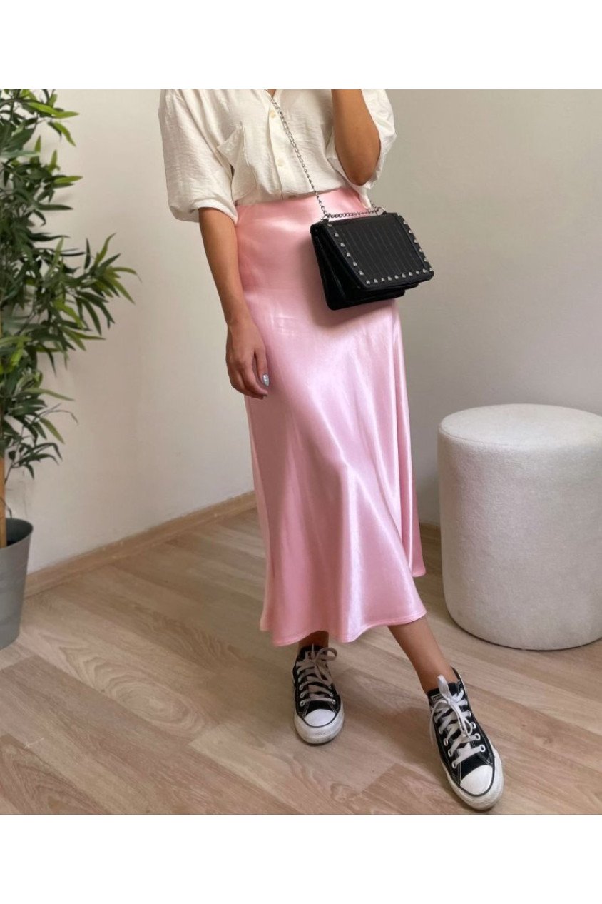15806 Saten Etek - Pembe
