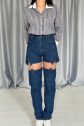 Mavi Askılı İki Parça Jeans Pantolon