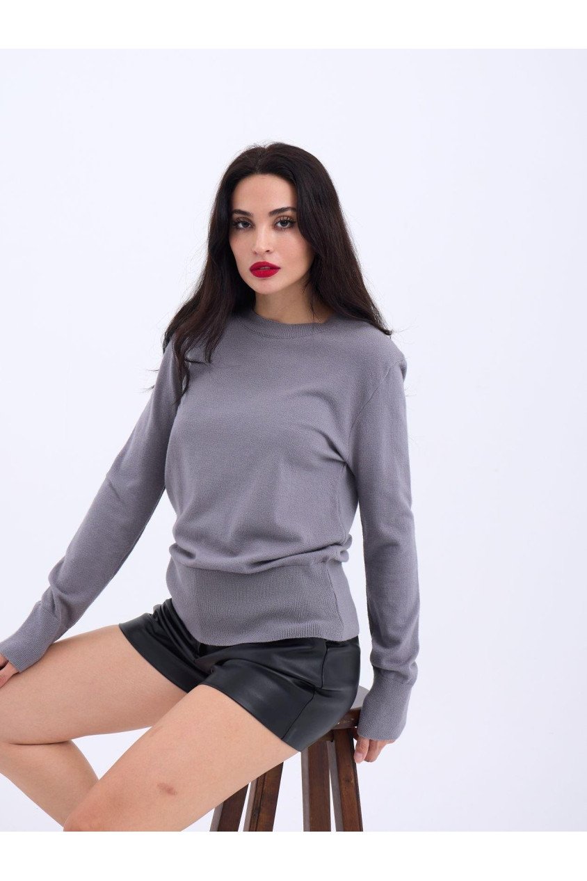 4217 TRİKO BASİC KAZAK-GRİ