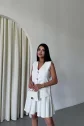 YELEK - PİLELİ ETEK GÖRÜNÜMLÜ ELBİSE - Beyaz