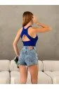 Kadın Sırt Dekolteli Triko Bluz