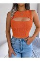 Kadın Askılı Bisiklet Yaka Güpüs Dekolteli Triko Crop Bluz