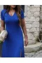 Kadın Kısa Kollu V Yaka Maxi Boy Elbise 124 Cm