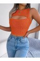 Kadın Askılı Bisiklet Yaka Güpüs Dekolteli Triko Crop Bluz