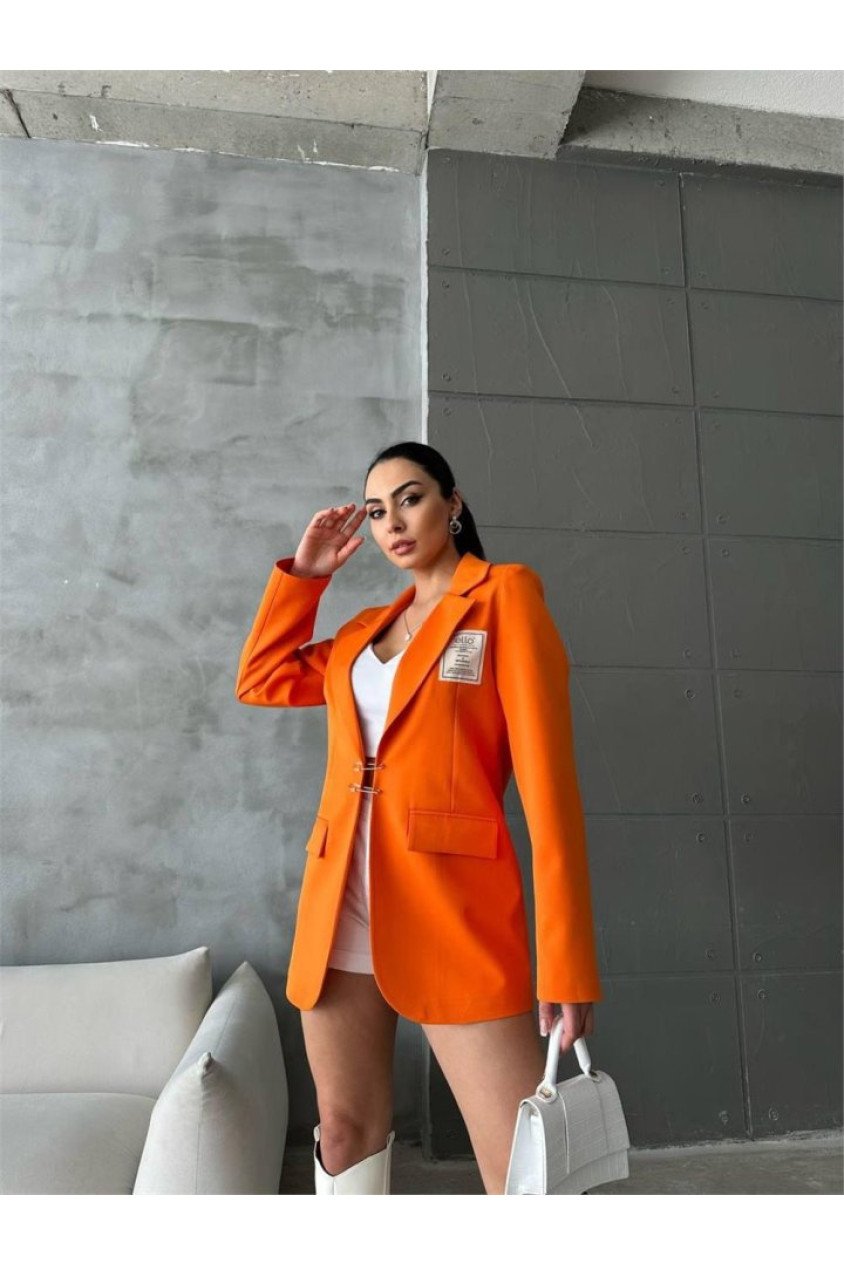 ELLO ETİKETLİ ÇENGELLİ İĞNE DETAYLI CEKET - Orange
