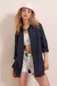 3900 Oversize Uzun Basic Gömlek - Lacivert