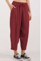 6591 Dokuma Şalvar Pantolon - Bordo
