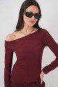 6708 Düşük Omuz Alt Üst Takım - Bordo