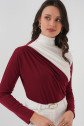 940 Büzgü Detaylı Sandy Bluz - Bordo