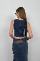 Fırfır Detay Denim Bluz