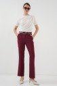 6538 Kemerli İspanyol Paça Pantolon - Bordo