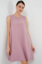 2444 Mini Keten Elbise - Pembe