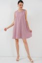 2444 Mini Keten Elbise - Pembe