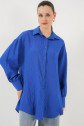Çizgili Uzun Gömlek Tunik 5963 - Saks