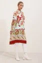 5903 Desenli Viskon Elbise - Bordo