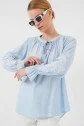Nakışlı Örme Bluz 941 - Mavi