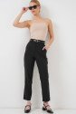 Pileli Kemerli Kumaş Pantolon 6725 - Siyah