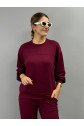 Kadın Uzun Kollu Bisiklet Yaka Viskon Iki Iplik Bluz Ve Pantolon Ikili Takım