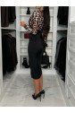 Kadın Dijital Baskılı Full Likralı Kristal örme Kumaş Drape Detaylı Yırtmaç Dekolteli Midi Boy Elbise