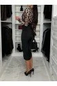 Kadın Dijital Baskılı Full Likralı Kristal örme Kumaş Drape Detaylı Yırtmaç Dekolteli Midi Boy Elbise