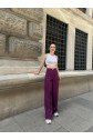 Yüksek Bel Palazzo Metal DüğmePantolon