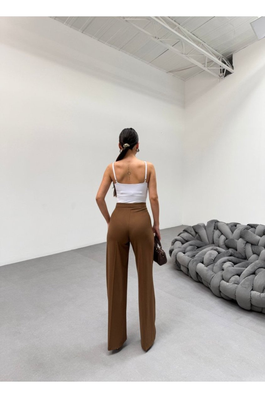 230 Gr Poly Viscose Lycra Metal Düğme Palazzo Pantolon