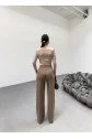 230 Gr Poly Viscose Lycra Metal Düğme Palazzo Pantolon