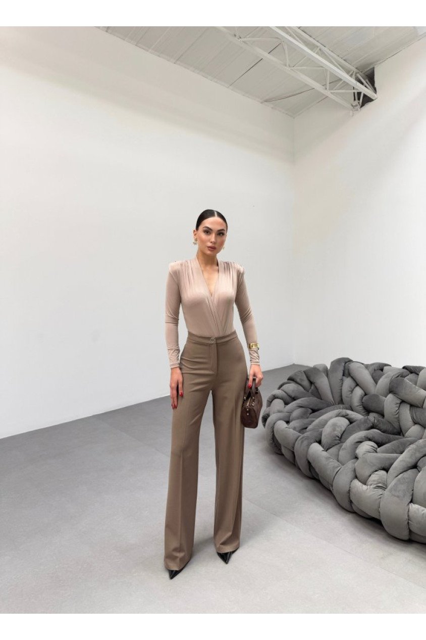 230 Gr Poly Viscose Lycra Metal Düğme Palazzo Pantolon